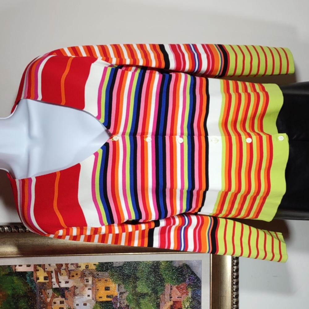 Venini Stripe V Neck Cardigan Sweater
